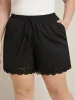 Solid Elastic Waist Ties Up Lace Hem Pocket Shorts sold by Bloomchic