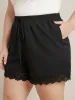 Solid Elastic Waist Ties Up Lace Hem Pocket Shorts sold by Bloomchic
