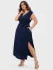 Solid Button Pocket Sleeveless Wrap Split Belted Dress sold by Bloomchic
