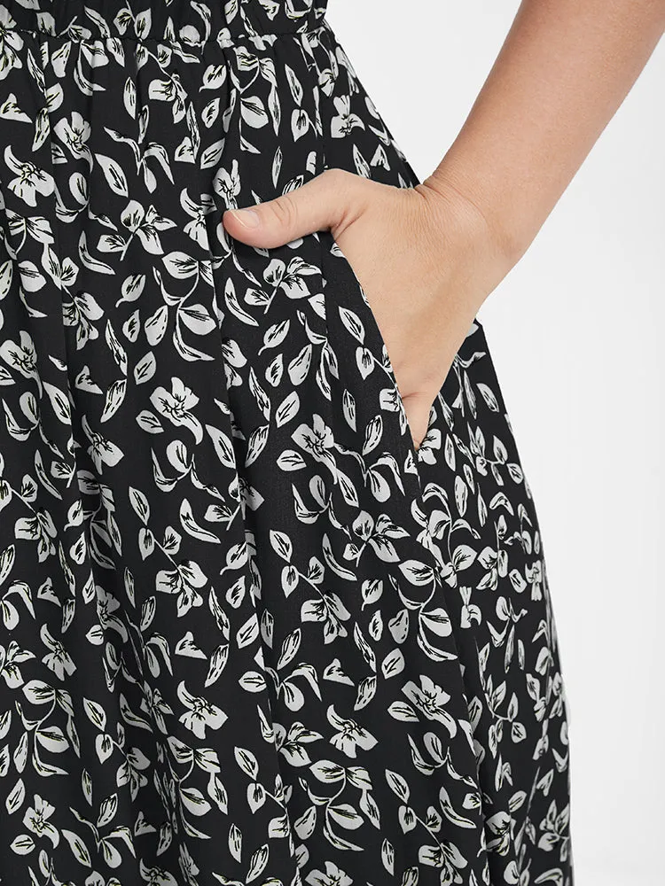 Ditsy Floral Button Lace Pocket Split Ruffles Maxi Dress sold by Bloomchic product image thumbnail 4