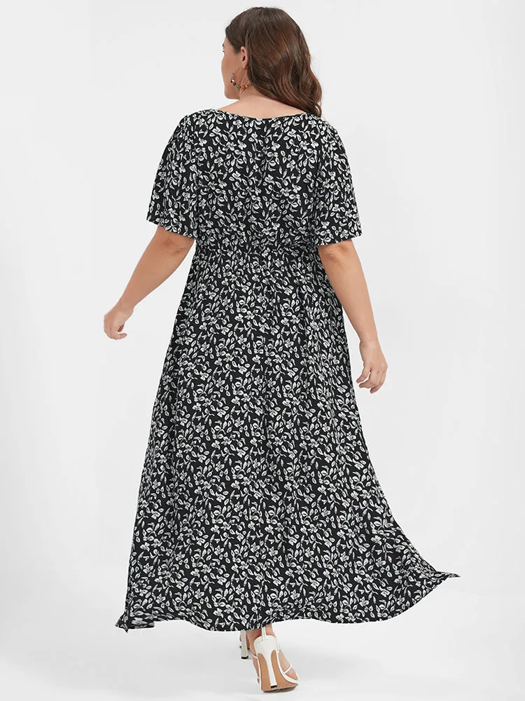 Ditsy Floral Button Lace Pocket Split Ruffles Maxi Dress sold by Bloomchic product image thumbnail 3