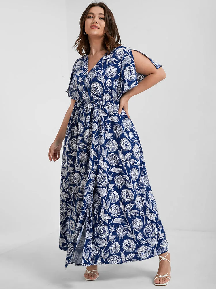 Floral Flutter Split Sleeve Wrap Maxi Dress sold by Bloomchic product image thumbnail 3