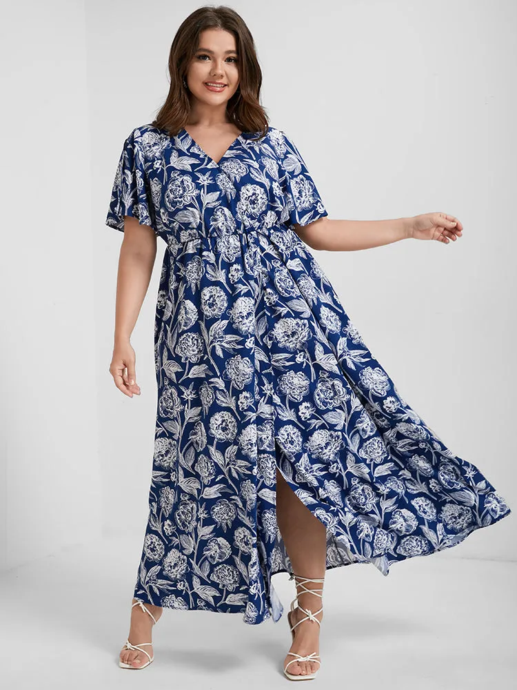 Floral Flutter Split Sleeve Wrap Maxi Dress sold by Bloomchic product image thumbnail 2