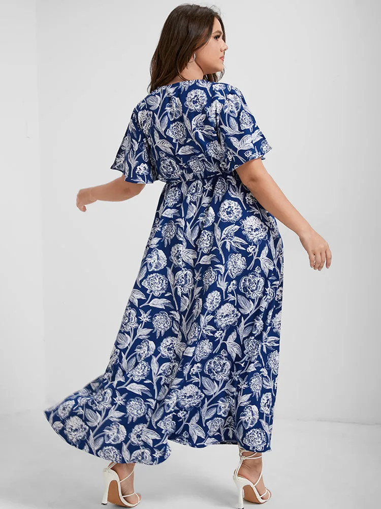 Floral Flutter Split Sleeve Wrap Maxi Dress sold by Bloomchic product image thumbnail 4