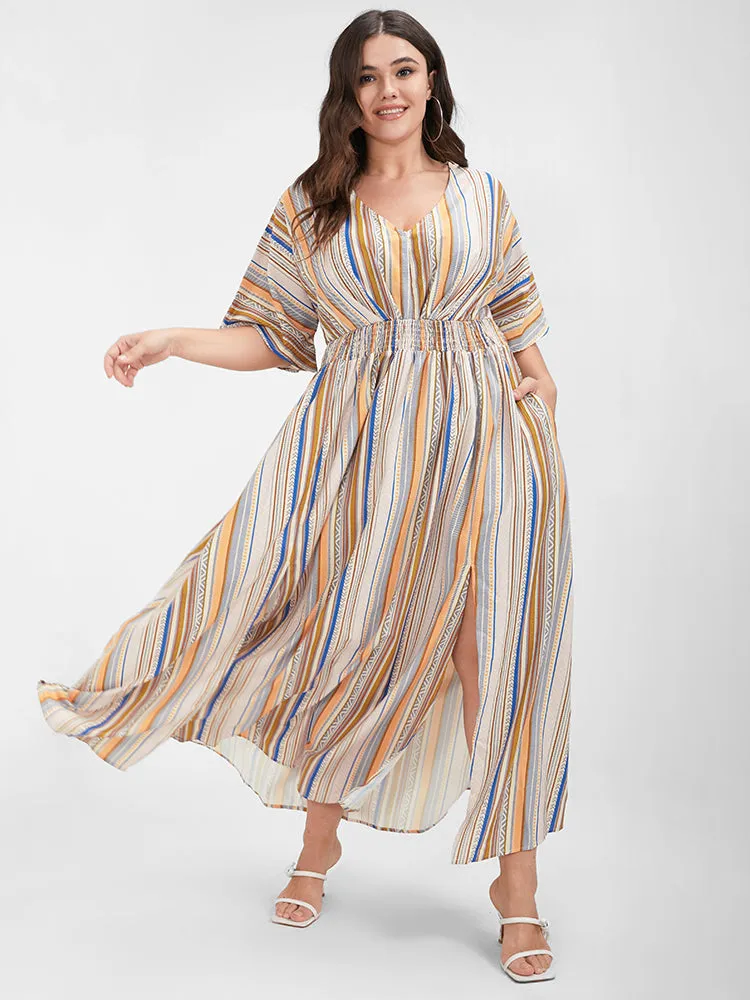 Bandana Split Dolman Sleeve Pocket Maxi Dress sold by Bloomchic