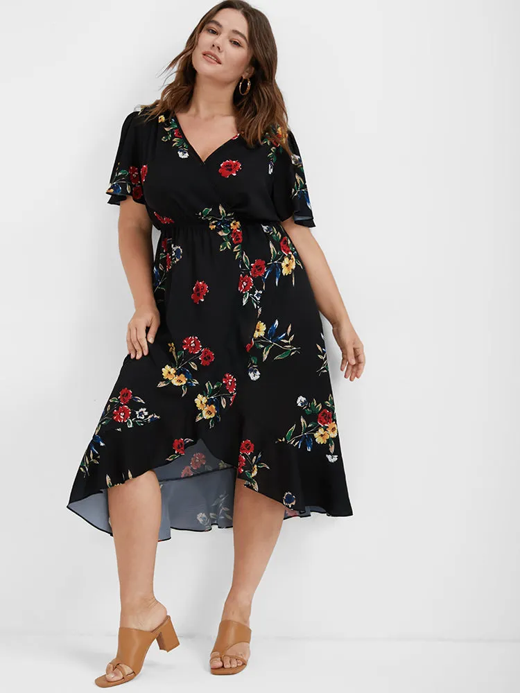 Floral Ruffles Knot Wrap Midi Dress sold by Bloomchic product image thumbnail 4