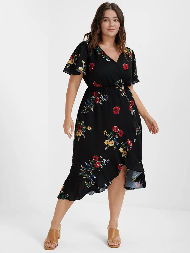 Floral Ruffles Knot Wrap Midi Dress sold by Bloomchic product image thumbnail 2