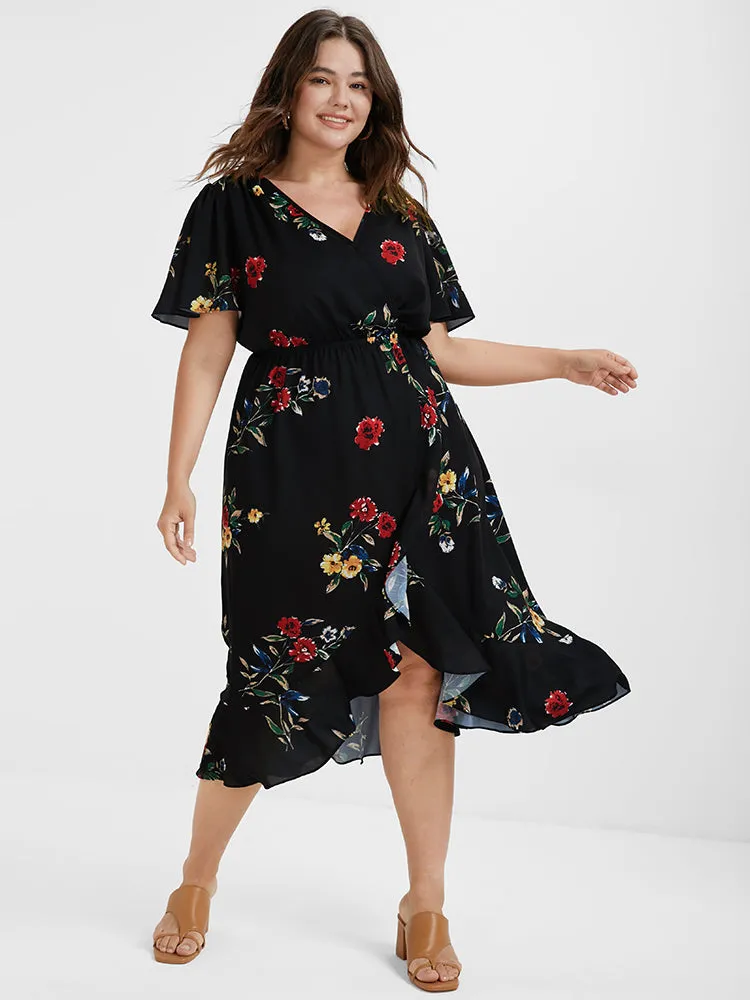 Floral Ruffles Knot Wrap Midi Dress sold by Bloomchic product image thumbnail 3