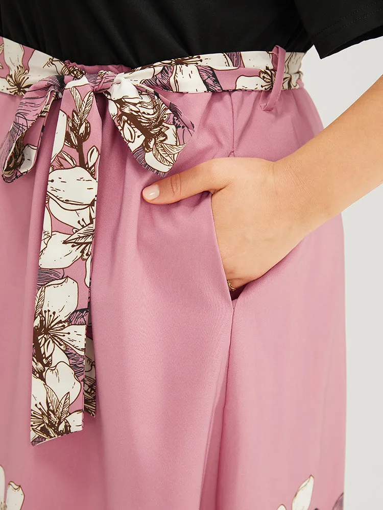 Floral Patchwork Contrast Belt Pocket Ruffle Dress sold by Bloomchic product image thumbnail 5