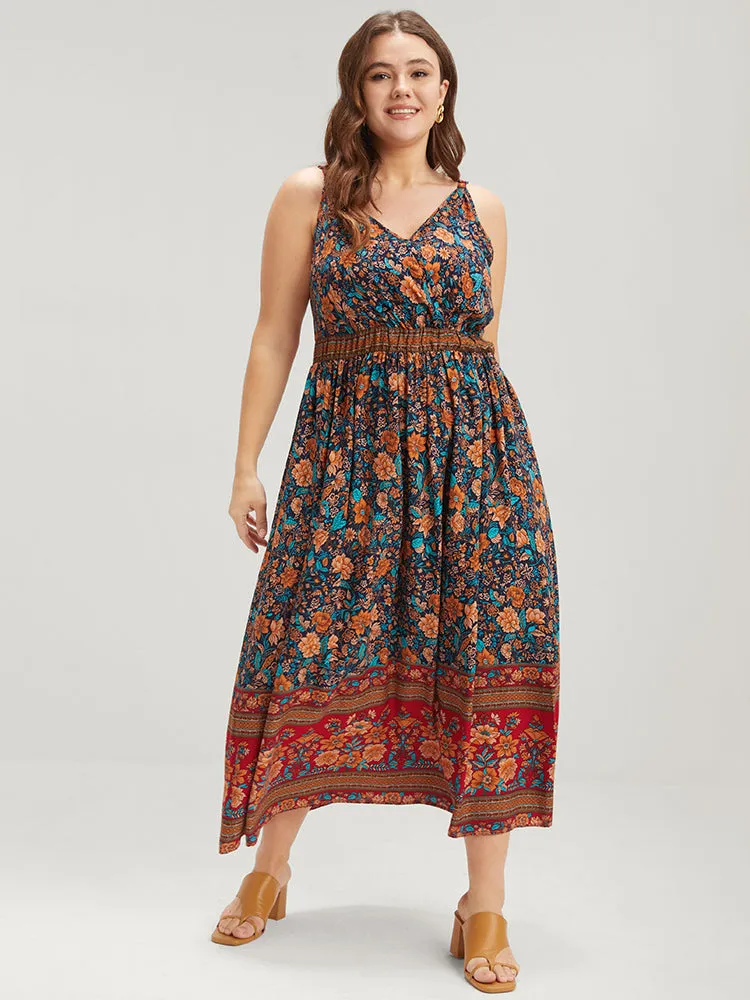Floral Gathered Button Pocket Cami Maxi Dress sold by Bloomchic product image thumbnail 3