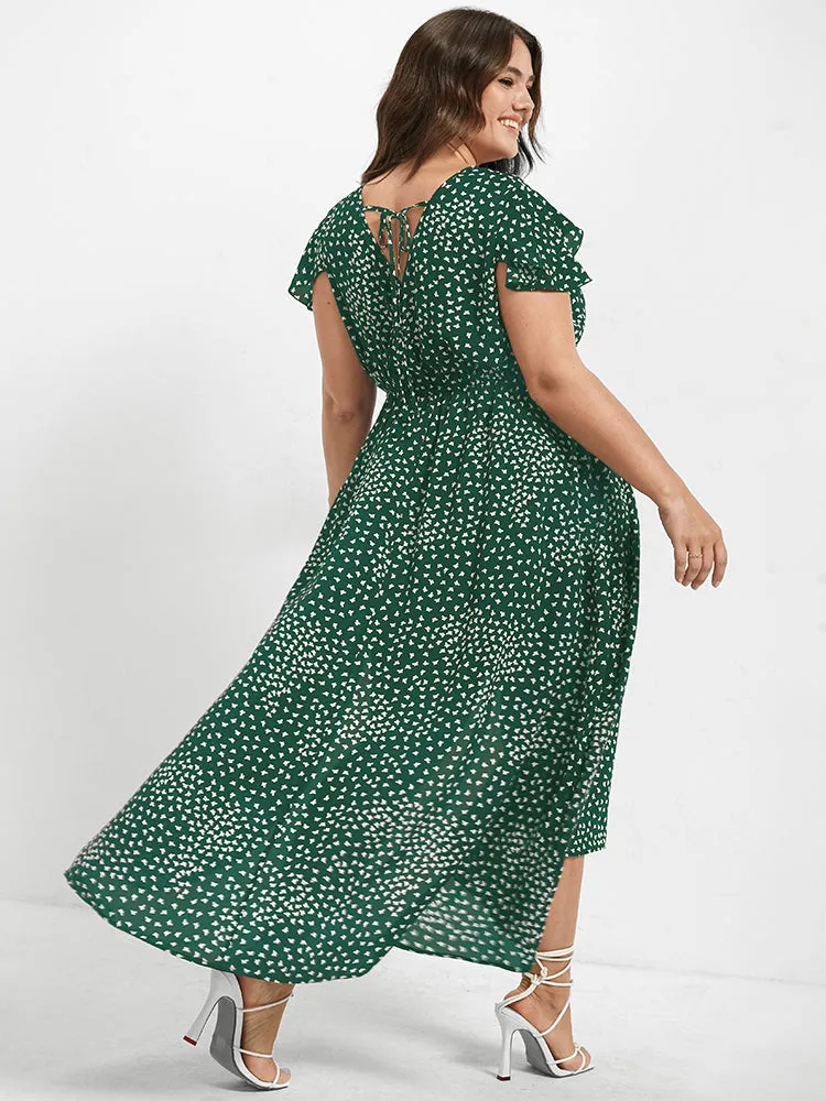 V Neck Butterfly Pattern Split Dress sold by Bloomchic product image thumbnail 5