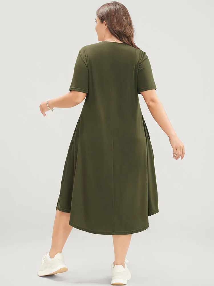 Graphic Print Pocket Arc Hem Tee Dress sold by Bloomchic product image thumbnail 5