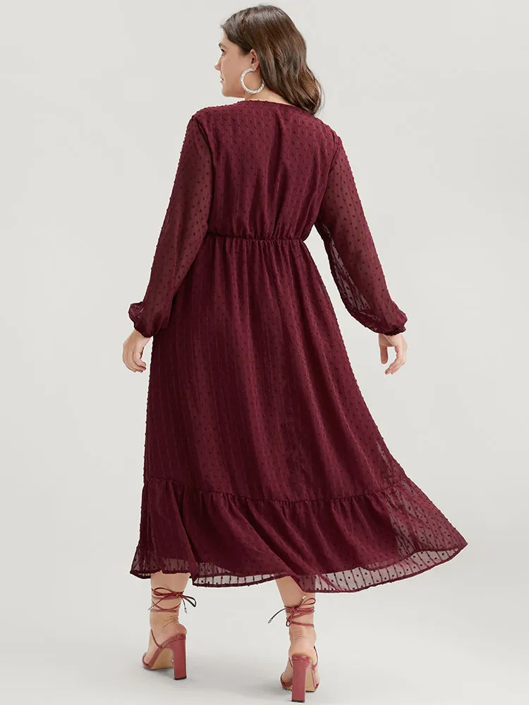 Polka Dot Lantern Sleeve Pocket Wrap Flutter Dress sold by Bloomchic product image thumbnail 2