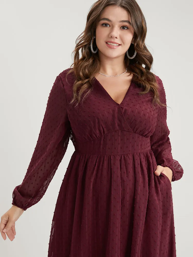 Polka Dot Lantern Sleeve Pocket Wrap Flutter Dress sold by Bloomchic product image thumbnail 5