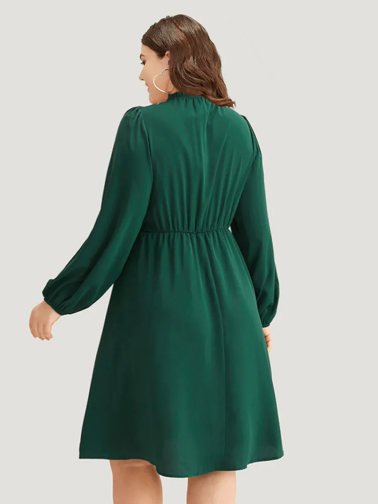 Anti-Wrinkle Frill Trim Elastic Cuffs Dress sold by Bloomchic product image thumbnail 2