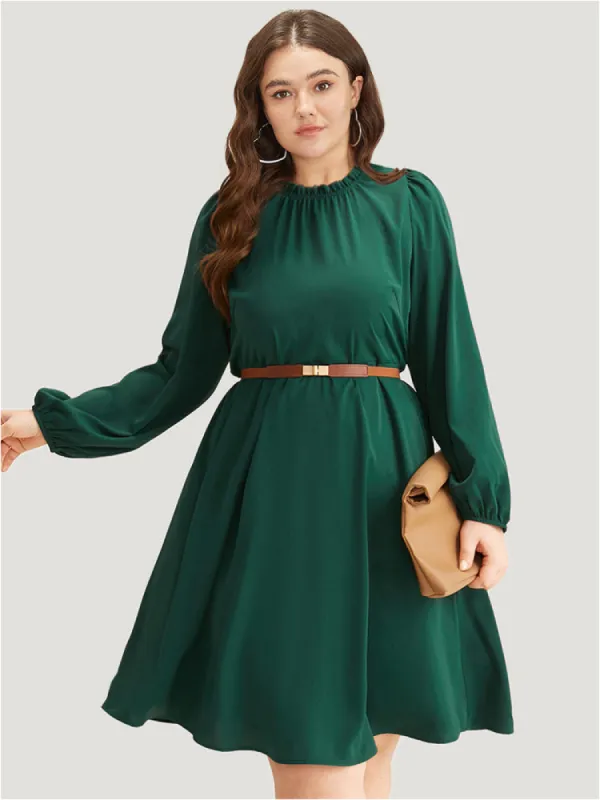 Anti-Wrinkle Frill Trim Elastic Cuffs Dress sold by Bloomchic