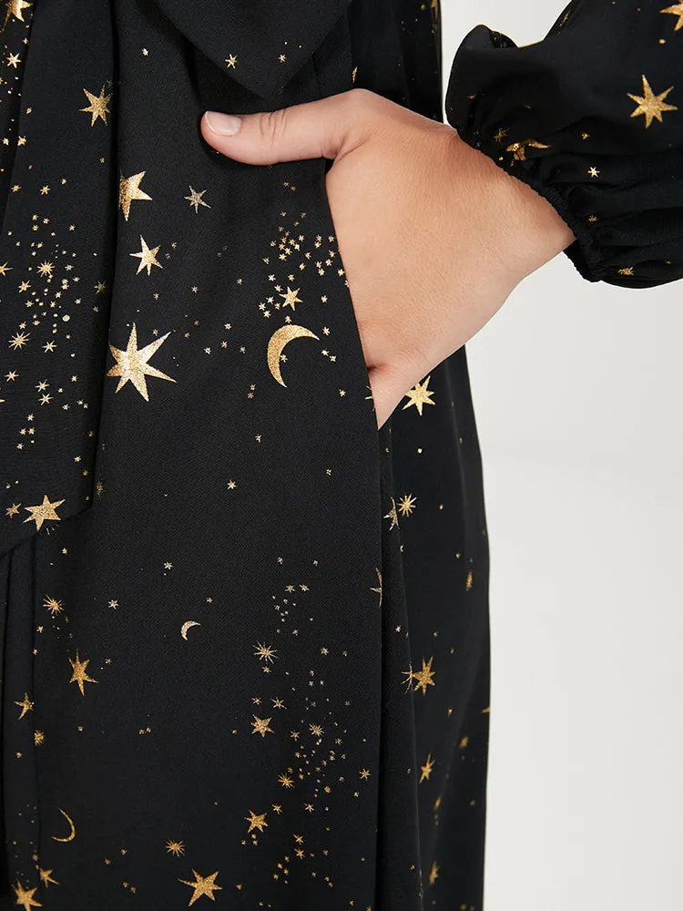 Moon And Star Pocket Split Belted Bodycon Dress sold by Bloomchic product image thumbnail 5