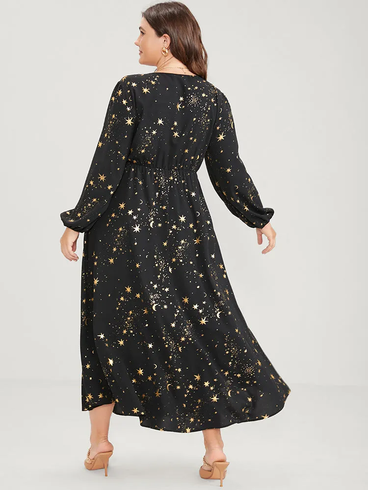 Moon And Star Pocket Split Belted Bodycon Dress sold by Bloomchic product image thumbnail 2