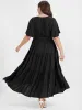 Solid Button Pocket Belted Ruffles Wrap Midi Dress sold by Bloomchic