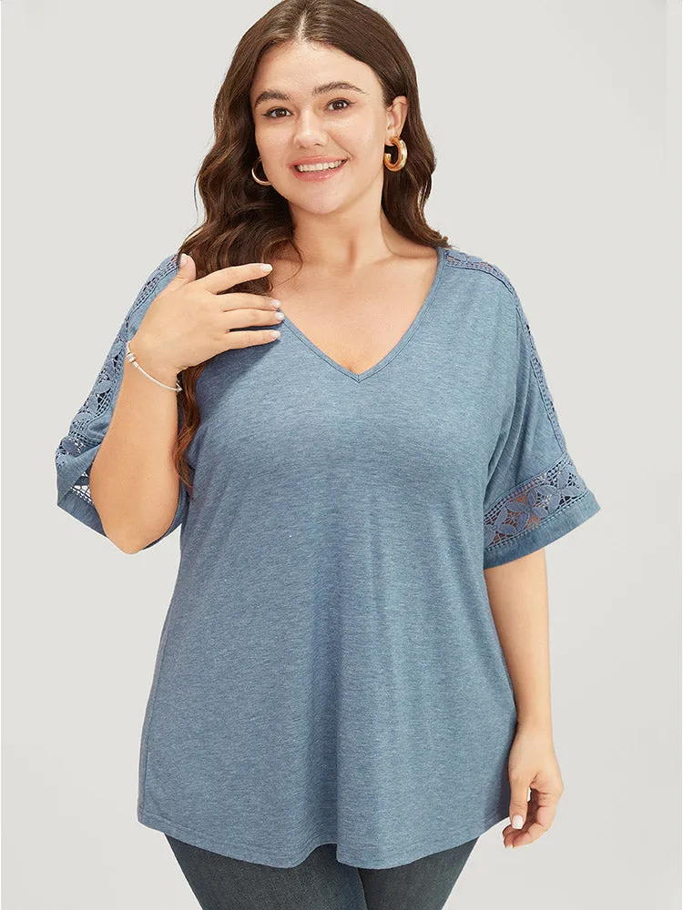 Sold Lace Patchwork Dolman Sleeve T-shirt sold by Bloomchic product image thumbnail 5