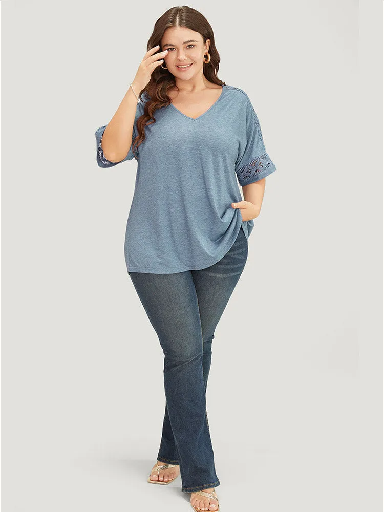Sold Lace Patchwork Dolman Sleeve T-shirt sold by Bloomchic product image thumbnail 4