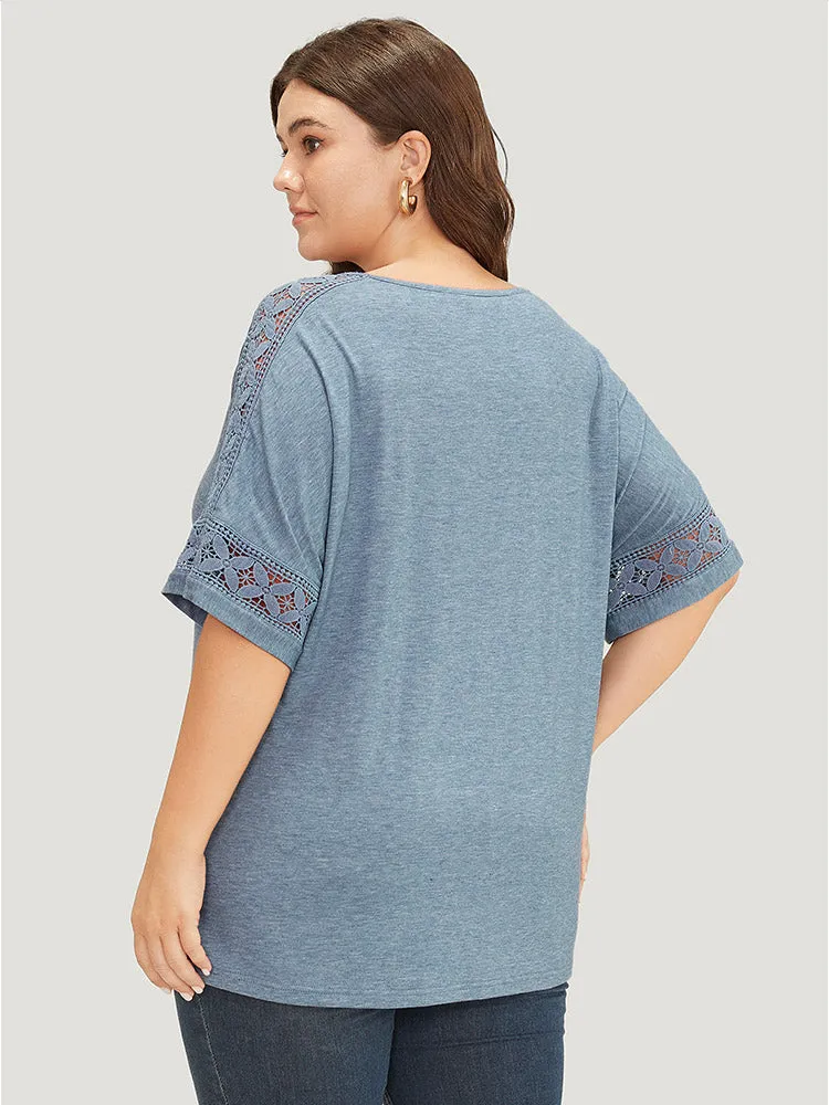 Sold Lace Patchwork Dolman Sleeve T-shirt sold by Bloomchic product image thumbnail 2