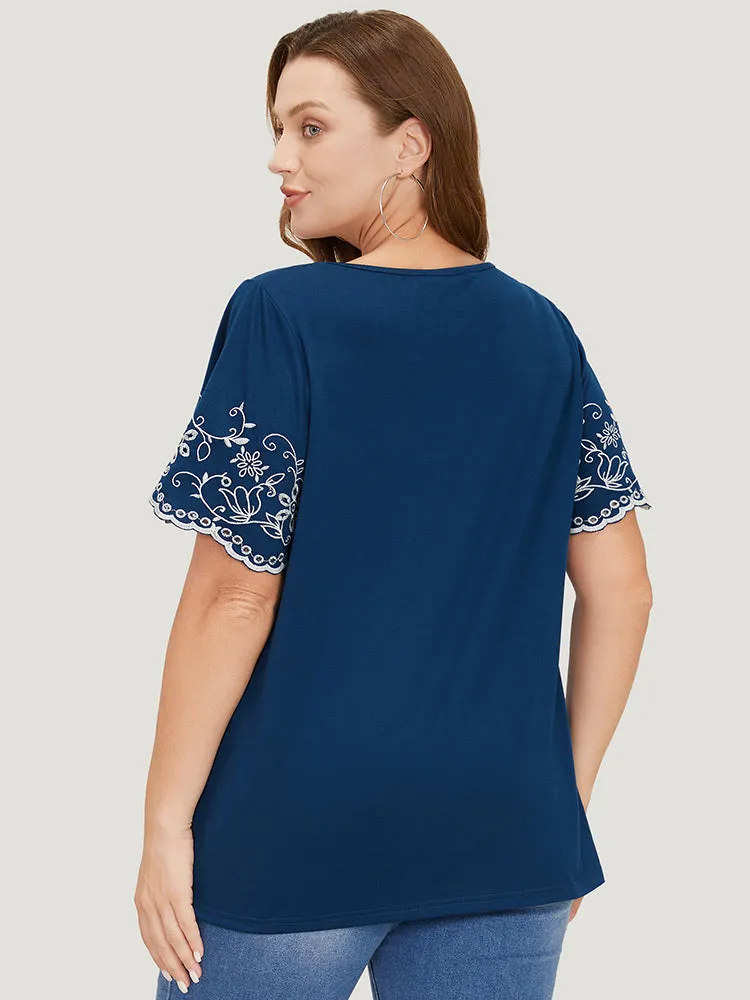 Floral Broderie Anglaise Ruffle Sleeve T-shirt sold by Bloomchic product image thumbnail 5