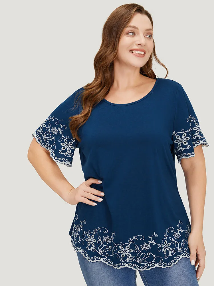 Floral Broderie Anglaise Ruffle Sleeve T-shirt sold by Bloomchic product image thumbnail 4