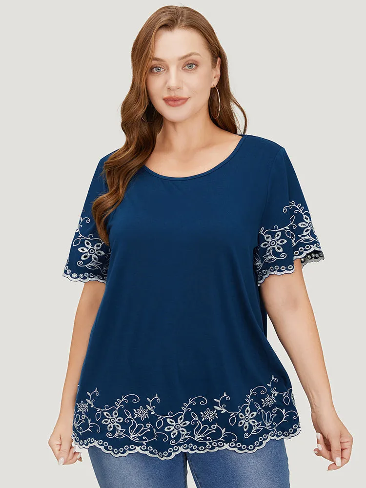 Floral Broderie Anglaise Ruffle Sleeve T-shirt sold by Bloomchic product image thumbnail 2