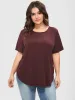 Plain Button Back Rib Knit Tee sold by Bloomchic