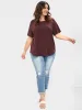 Plain Button Back Rib Knit Tee sold by Bloomchic