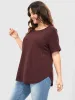 Plain Button Back Rib Knit Tee sold by Bloomchic