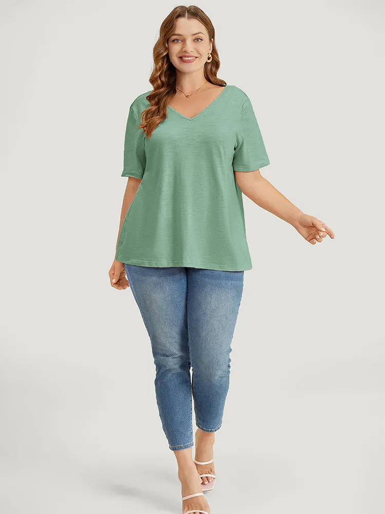 Plain V Neck Contrast Lace Backless T-shirt sold by Bloomchic product image thumbnail 4