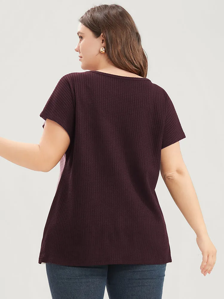 Colorblock Contrast Dolman Sleeve Waffle Knit Tee sold by Bloomchic product image thumbnail 3