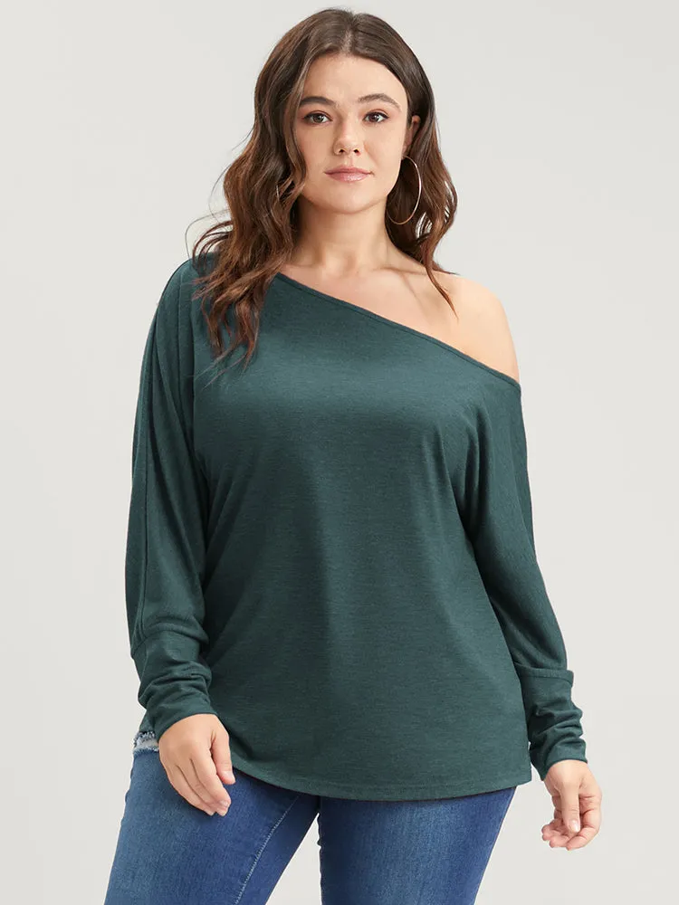 Solid One Shoulder Long Tee sold by Bloomchic product image thumbnail 4