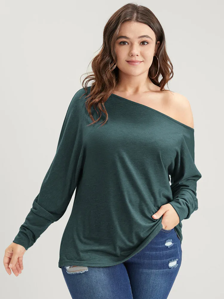 Solid One Shoulder Long Tee sold by Bloomchic
