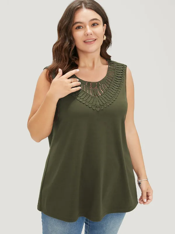 Plain Crochet Lace Tank Top sold by Bloomchic