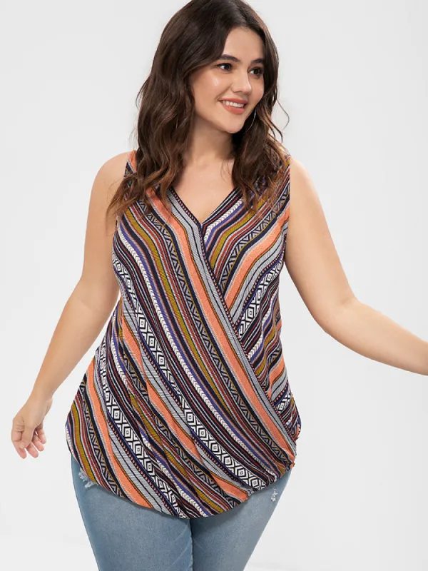 Bandana Printed Sleeveless Button Wrap Tank Top sold by Bloomchic