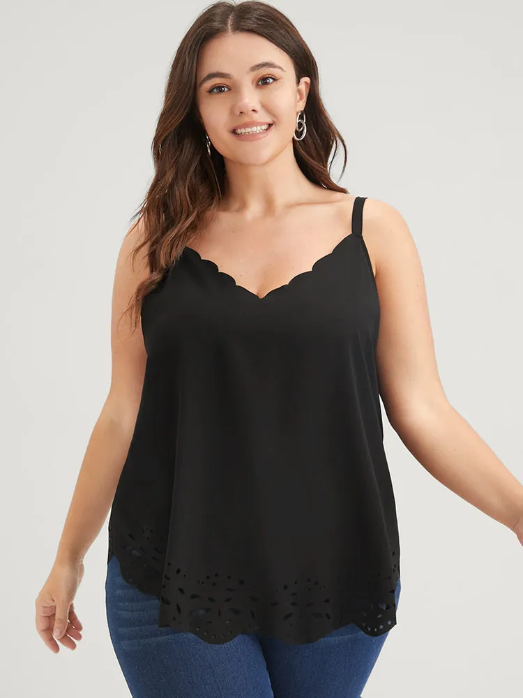 Plain Scalloped Sleeveless Laser Cut Cami Top sold by Bloomchic product image thumbnail 3