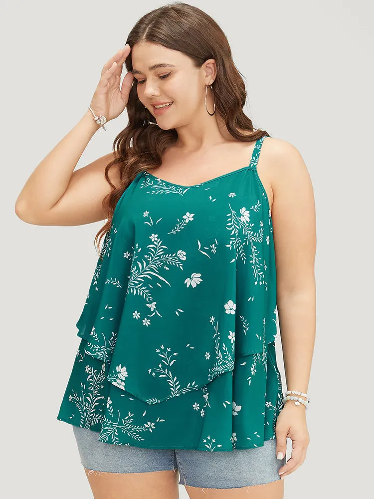 Floral Tiered Front Adjustable Straps Cami Top sold by Bloomchic