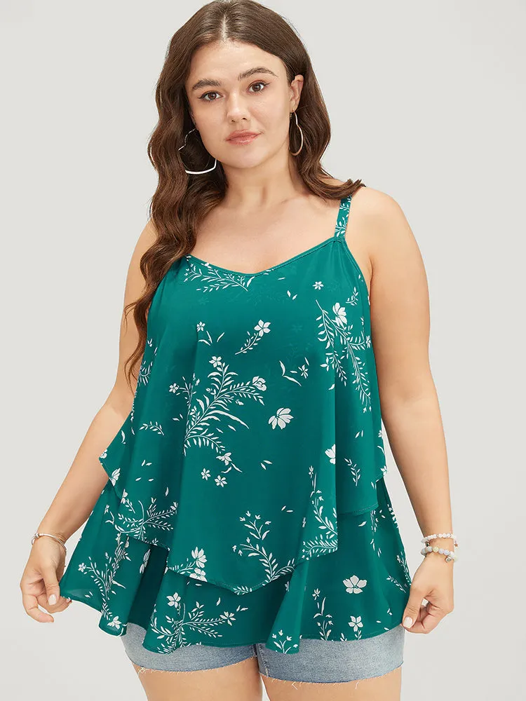 Floral Tiered Front Adjustable Straps Cami Top sold by Bloomchic product image thumbnail 2