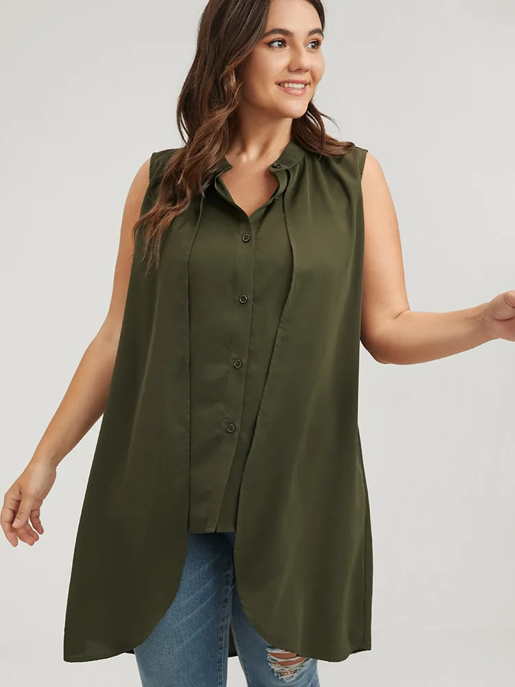 Button Through Asymmetrical Hem Sleeveless Tank Top sold by Bloomchic product image thumbnail 4