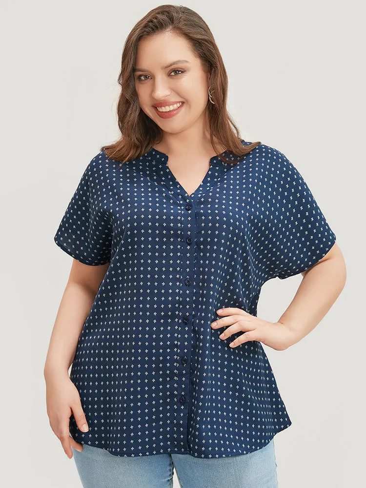 Graphic Print Notched Neck Button Up Blouse sold by Bloomchic product image thumbnail 3