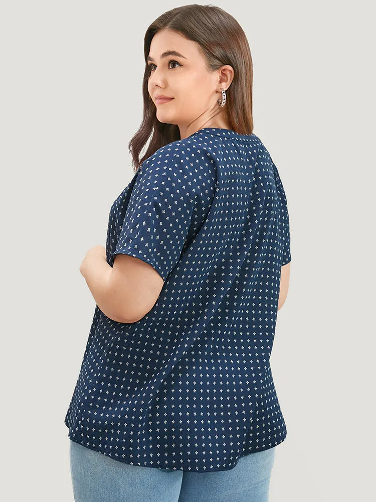 Graphic Print Notched Neck Button Up Blouse sold by Bloomchic product image thumbnail 2