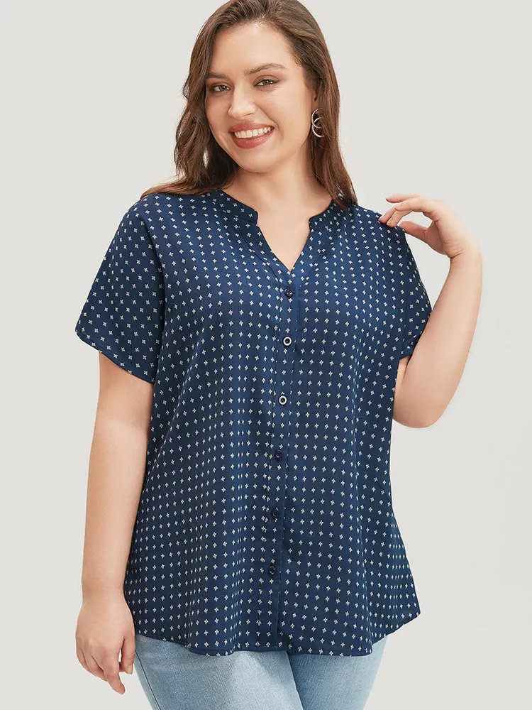 Graphic Print Notched Neck Button Up Blouse sold by Bloomchic product image thumbnail 5