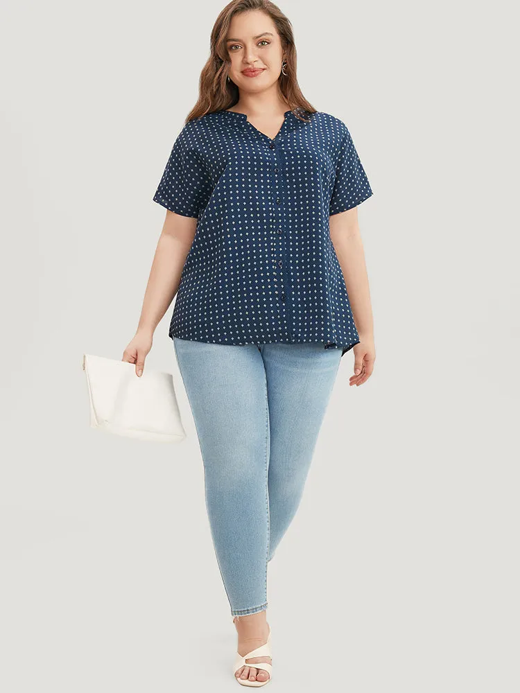 Graphic Print Notched Neck Button Up Blouse sold by Bloomchic product image thumbnail 4