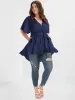 Solid Belted Asymmetrical Hem Flutter Wrap Blouse sold by Bloomchic