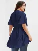 Solid Belted Asymmetrical Hem Flutter Wrap Blouse sold by Bloomchic