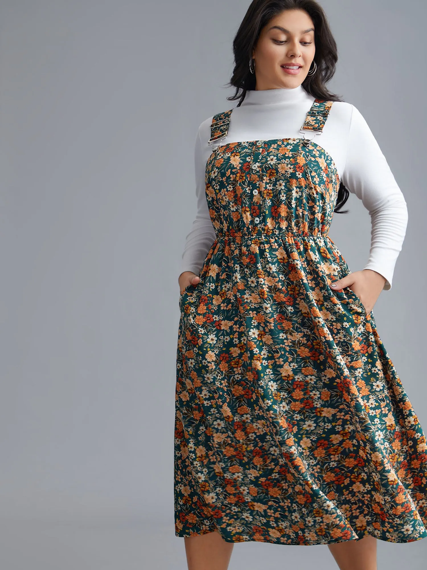 Ditsy Floral Adjustable Straps Elastic Waist Dress sold by Bloomchic product image thumbnail 4