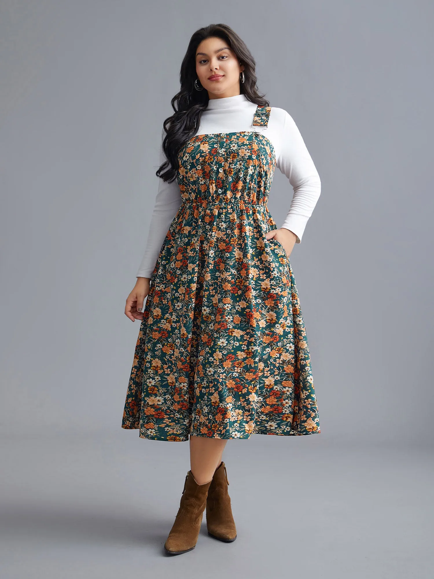 Ditsy Floral Adjustable Straps Elastic Waist Dress sold by Bloomchic product image thumbnail 2
